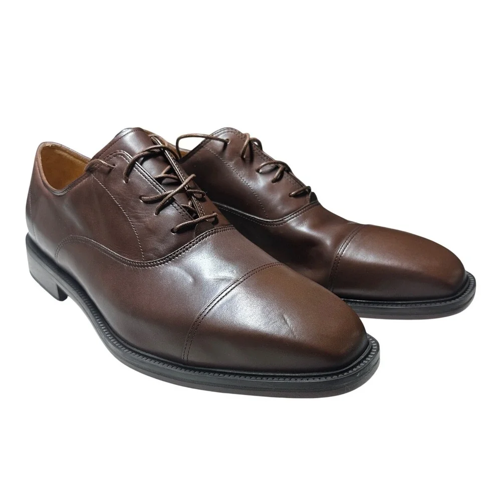 Rockport Reserve Winsford Mens 13 Tan Burnished Leather Cap Toe Oxfords‎ NWT